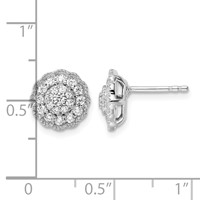 14K White Gold 0.50 Carat Lab Grown Diamond VS SI+ G+ Complete Halo Post Earrings view 4