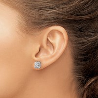 14K White Gold 0.50 Carat Lab Grown Diamond VS SI+ G+ Complete Square Halo Post Earrings view 3
