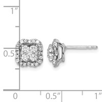 14K White Gold 0.50 Carat Lab Grown Diamond VS SI+ G+ Complete Square Halo Post Earrings view 4