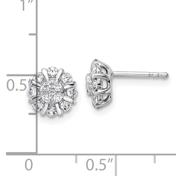 14k White Gold 1/2 carat Lab Grown Diamond VS/SI+ G+ Complete Halo Post Earrings