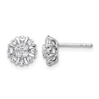 14K White Gold 0.50 Carat Lab Grown Diamond VS SI+ G+ Complete Halo Post Earrings view 1