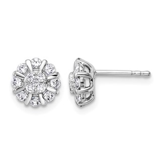 14k White Gold 1/2 carat Lab Grown Diamond VS/SI+ G+ Complete Halo Post Earrings