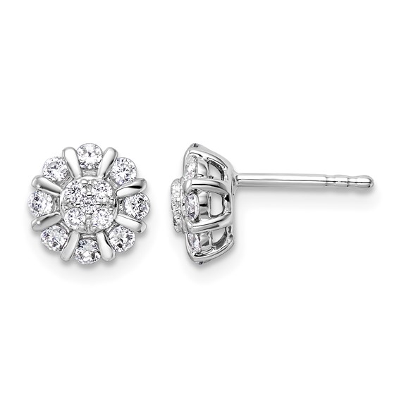 14k White Gold 1/2 carat Lab Grown Diamond VS/SI+ G+ Complete Halo Post Earrings