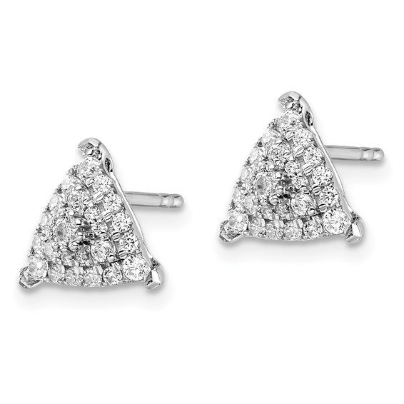 14k White Gold 1/2 carat Lab Grown Diamond VS/SI+ G+ Complete Triangle Cluster Post Earrings