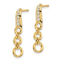 14K Yellow Gold 0.12 Carat Lab Grown Diamond VS SI+ G+ Post Dangle Earrings view 2