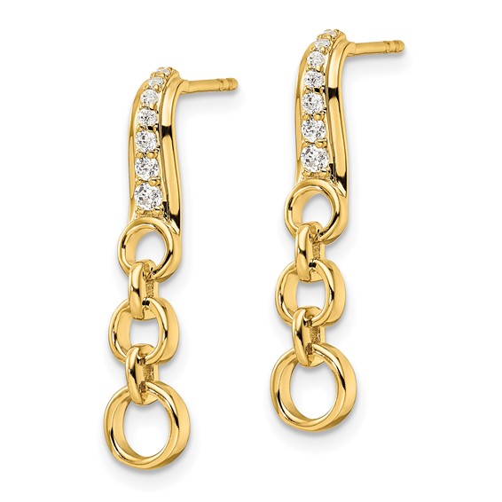 14k 1/8 carat Lab Grown Diamond VS/SI+ G+ Post Dangle Earrings