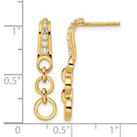 14K Yellow Gold 0.12 Carat Lab Grown Diamond VS SI+ G+ Post Dangle Earrings view 4