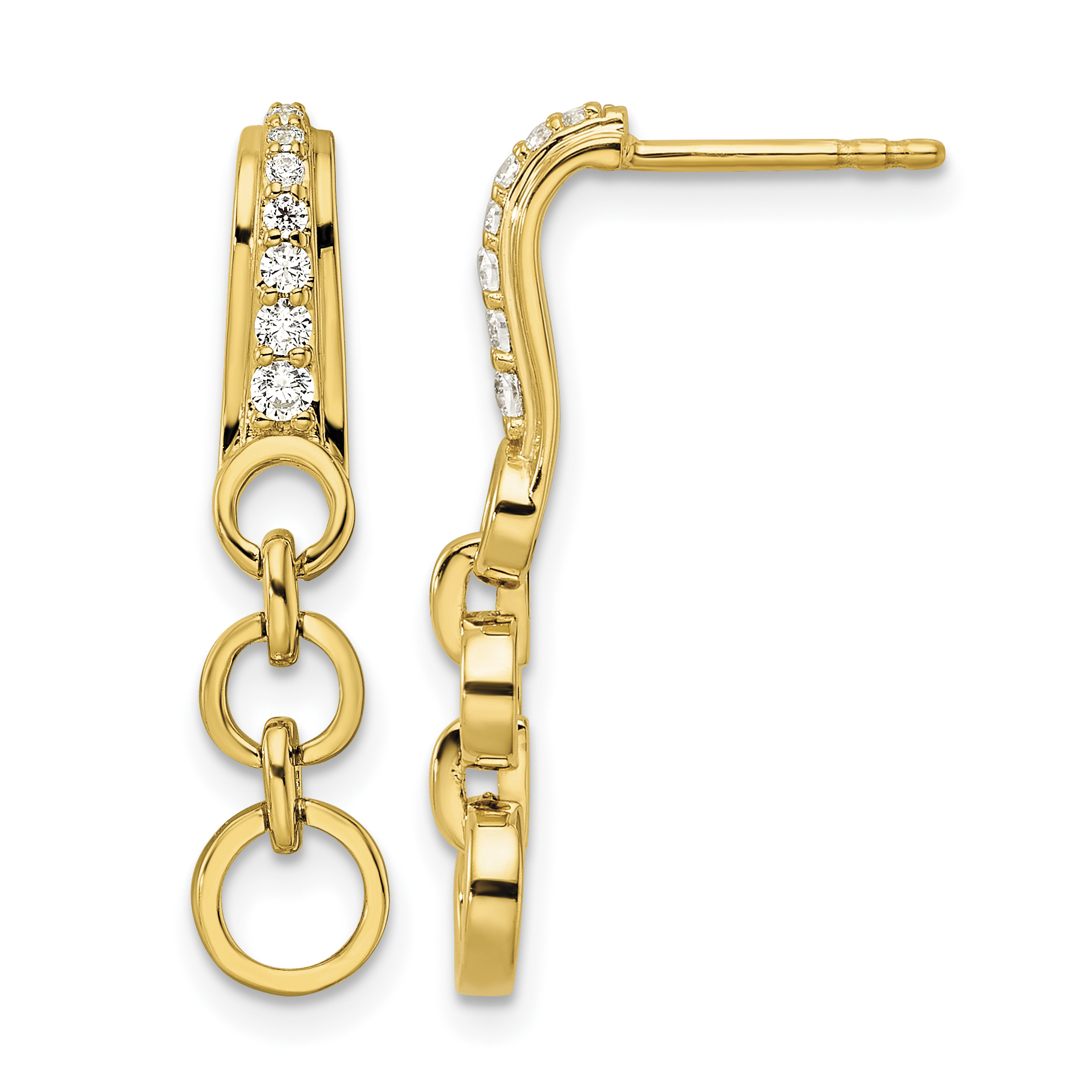 14k 1/8 carat Lab Grown Diamond VS/SI+ G+ Post Dangle Earrings (EM9666-020-YLG)