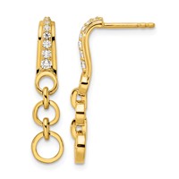 14K Yellow Gold 0.12 Carat Lab Grown Diamond VS SI+ G+ Post Dangle Earrings view 1