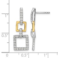 14K Two-Tone 0.75 Carat Lab Grown Diamond VS SI+ G+ Square Dangle Post Earrings view 4