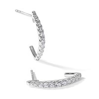 True Origin 14K White Gold 0.50 Carat Lab Grown Diamond VS+ F+ J-Hoop Complete Earrings view 5