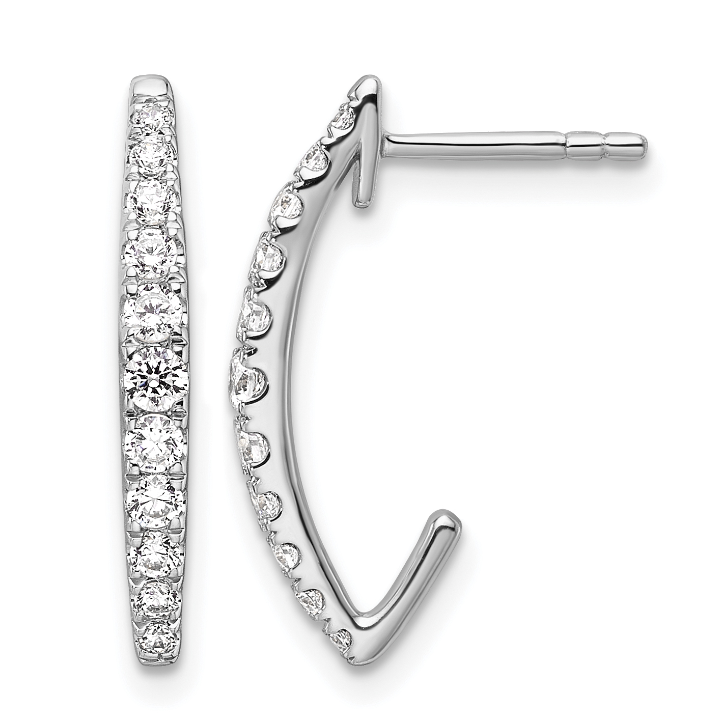 True Origin 14k White Gold 1/2 carat Lab Grown Diamond VS DEF J-Hoop Earrings (EM9792-050-WLD)