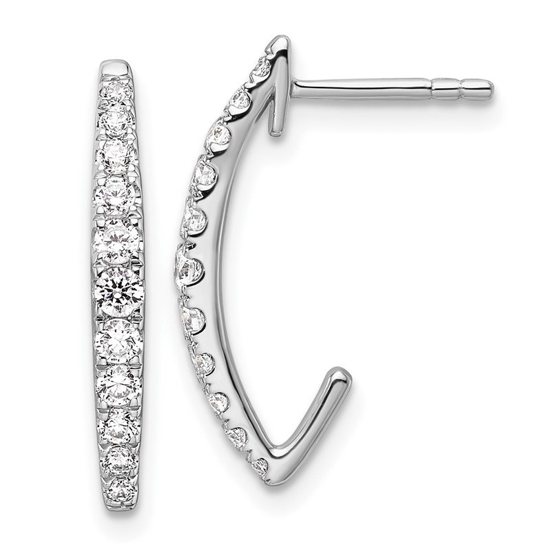True Origin 14k White Gold 1/2 carat Lab Grown Diamond VS DEF J-Hoop Earrings