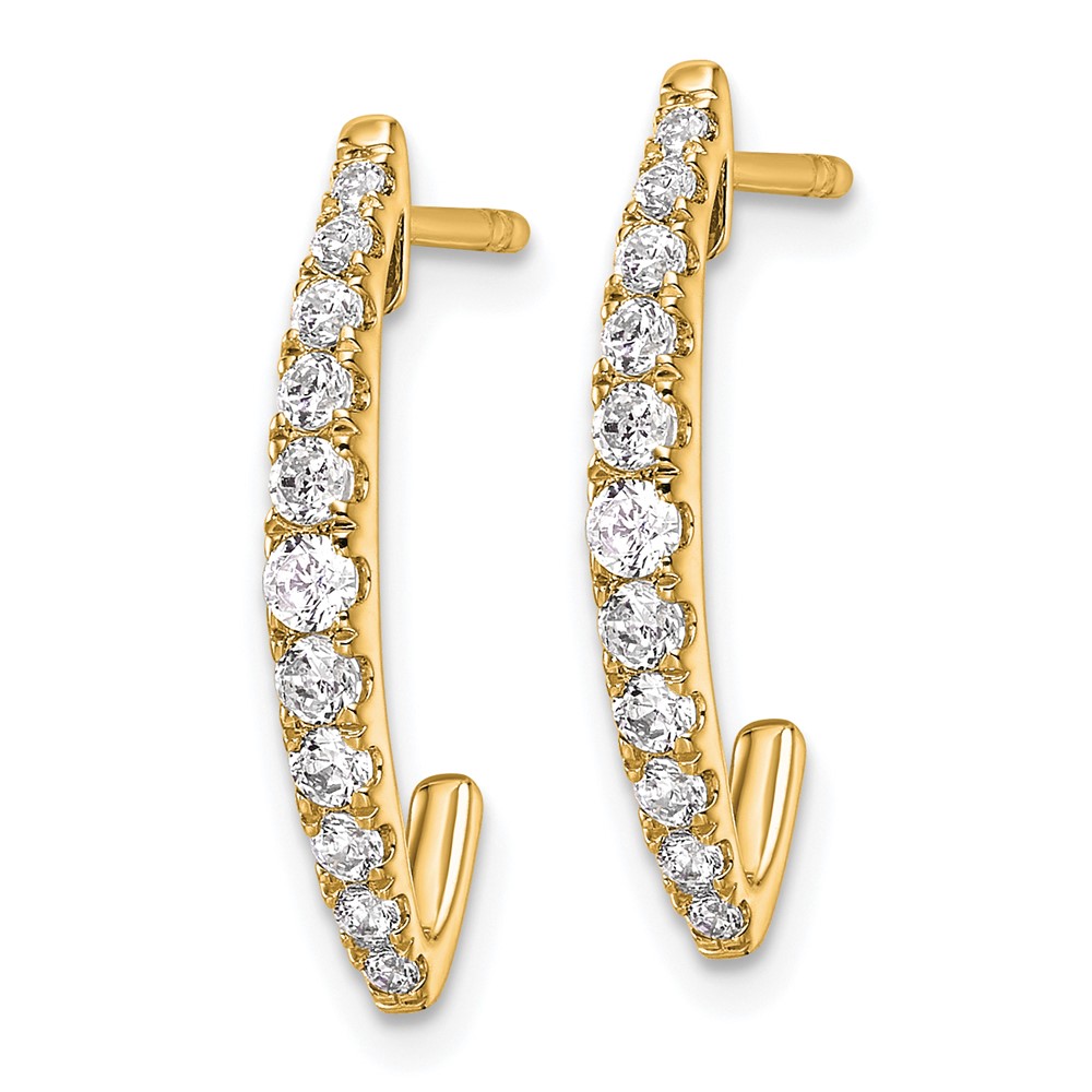True Origin 14k 1/2 carat Lab Grown Diamond VS DEF J-Hoop Earrings (EM9792-050-YLD)