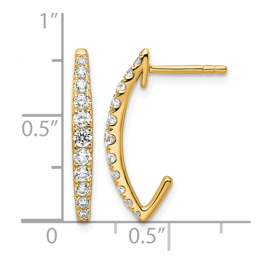 True Origin 14k 1/2 carat Lab Grown Diamond VS DEF J-Hoop Earrings (EM9792-050-YLD)