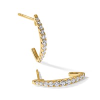 True Origin 14K Yellow Gold 0.50 Carat Lab Grown Diamond VS+ F+ J-Hoop Complete Earrings view 5