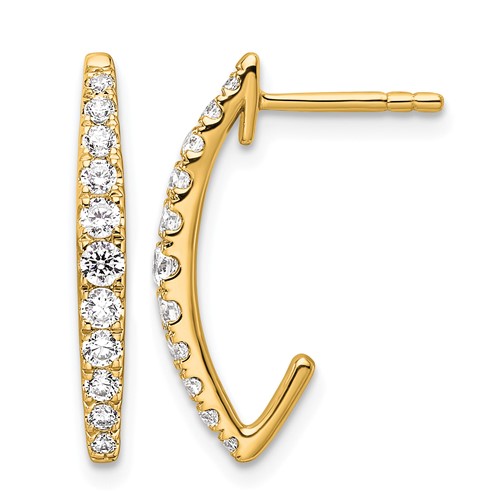 True Origin 14K Yellow Gold 0.50 Carat Lab Grown Diamond VS+ F+ J-Hoop Complete Earrings