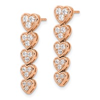 True Origin 14K Rose Gold 1 Carat Lab Grown Diamond VS+ F+ Complete Heart Dangle Post Earrings view 2