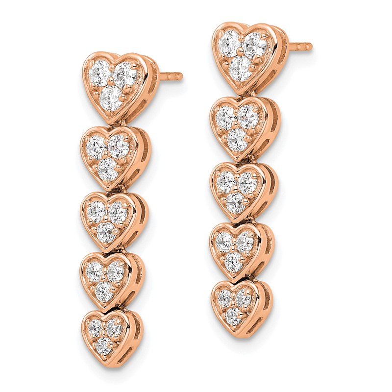 True Origin 14k Rose Gold 1 carat Lab Grown Diamond VS DEF Heart Dangle Post Earrings