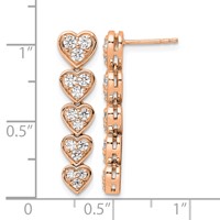True Origin 14K Rose Gold 1 Carat Lab Grown Diamond VS+ F+ Complete Heart Dangle Post Earrings view 4