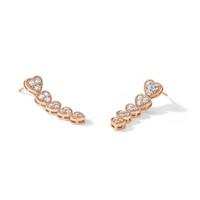 True Origin 14K Rose Gold 1 Carat Lab Grown Diamond VS+ F+ Complete Heart Dangle Post Earrings view 5
