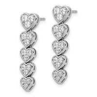 True Origin 14K White Gold 1 Carat Lab Grown Diamond VS+ F+ Complete Heart Dangle Post Earrings view 2