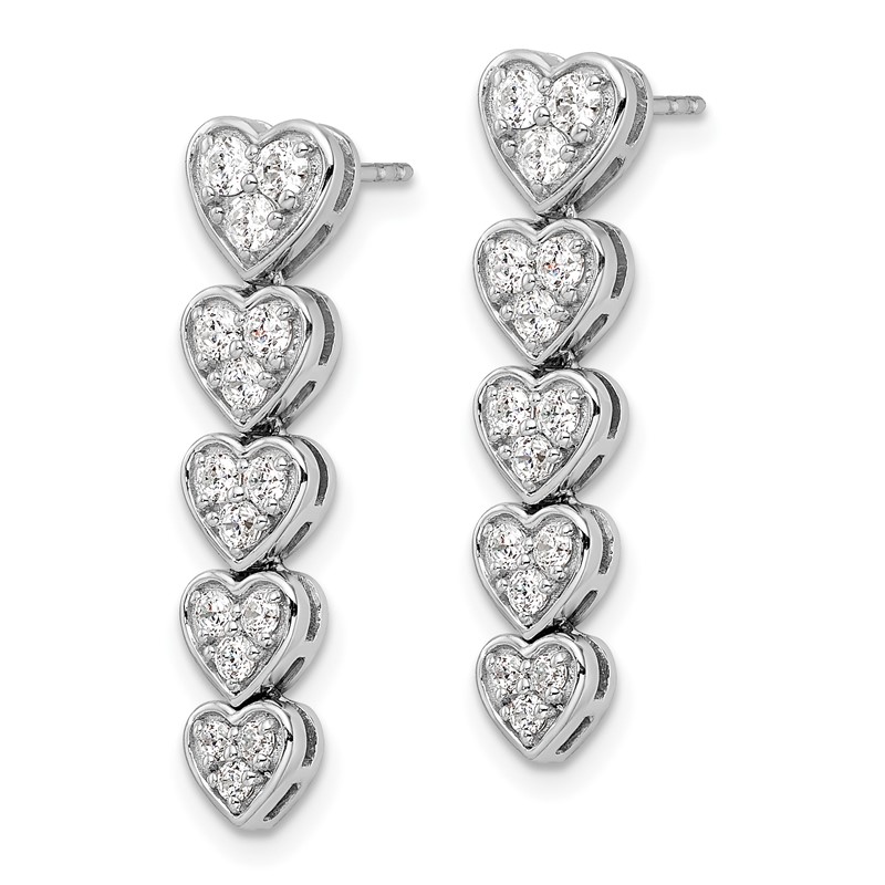 True Origin 14k White Gold 1 carat Lab Grown Diamond VS DEF Heart Dangle Post Earrings