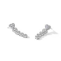 True Origin 14K White Gold 1 Carat Lab Grown Diamond VS+ F+ Complete Heart Dangle Post Earrings view 5