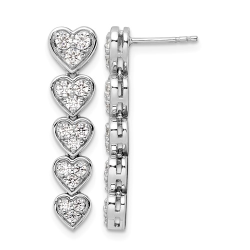 True Origin 14K White Gold 1 Carat Lab Grown Diamond VS+ F+ Complete Heart Dangle Post Earrings