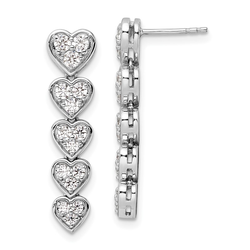 True Origin 14k White Gold 1 carat Lab Grown Diamond VS DEF Heart Dangle Post Earrings