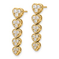 True Origin 14K Yellow Gold 1 Carat Lab Grown Diamond VS+ F+ Complete Heart Dangle Post Earrings view 2