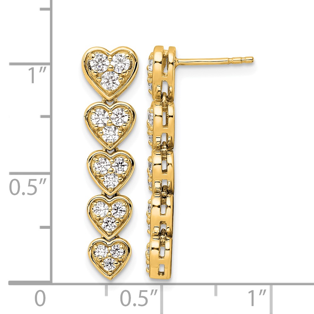 True Origin 14k 1 carat Lab Grown Diamond VS DEF Heart Dangle Post Earrings (EM9793-100-YLD)