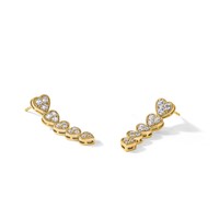 True Origin 14K Yellow Gold 1 Carat Lab Grown Diamond VS+ F+ Complete Heart Dangle Post Earrings view 5