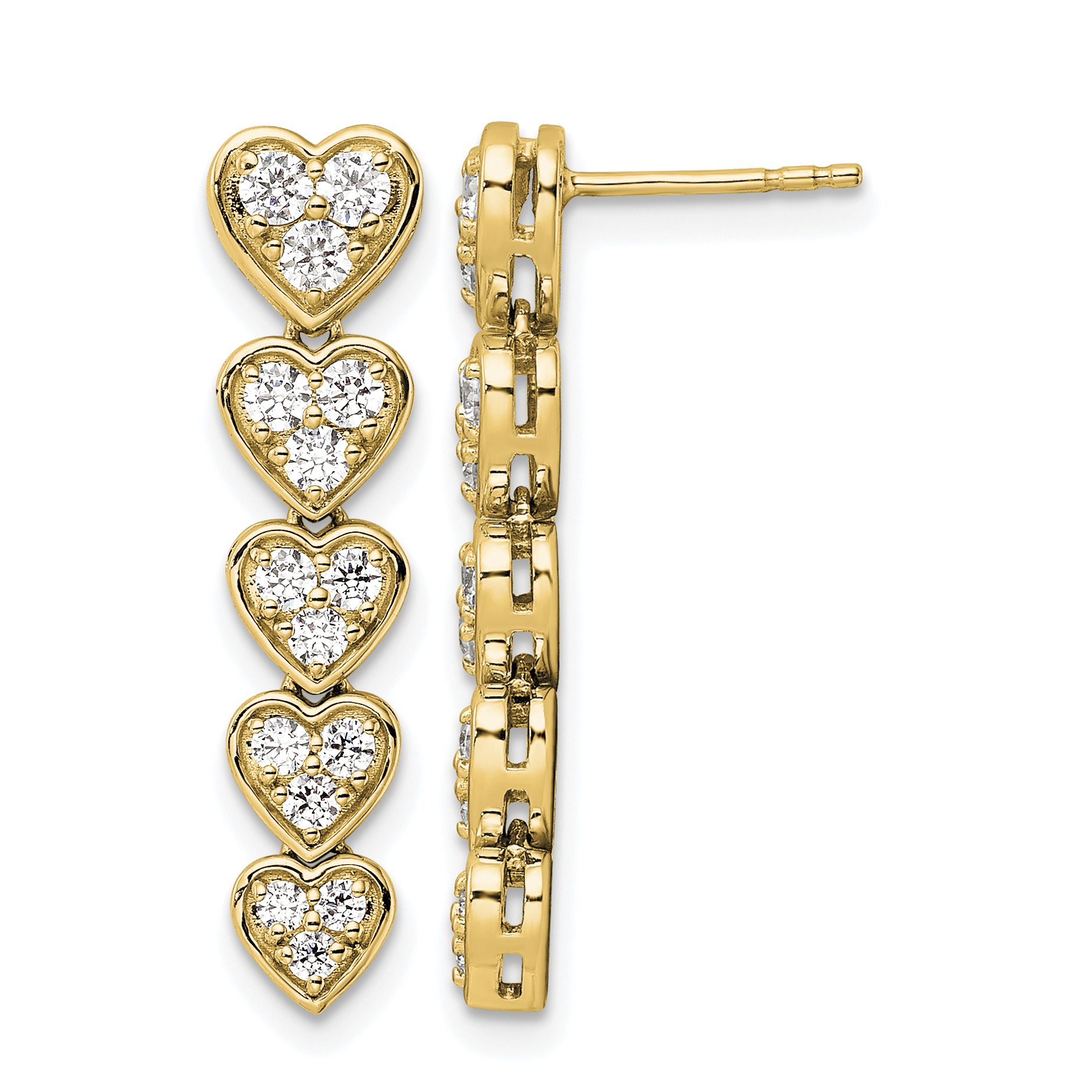 True Origin 14k 1 carat Lab Grown Diamond VS DEF Heart Dangle Post Earrings (EM9793-100-YLD)