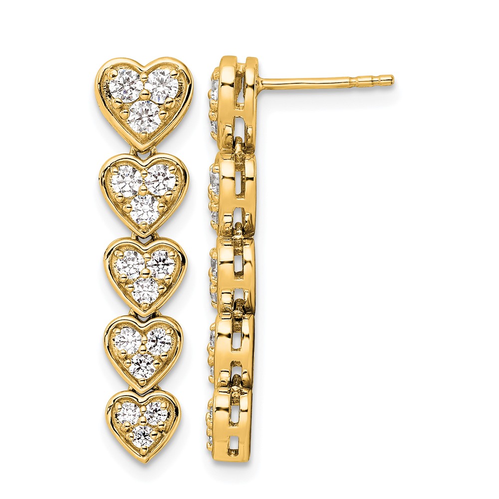 True Origin 14k 1 carat Lab Grown Diamond VS DEF Heart Dangle Post Earrings (EM9793-100-YLD)