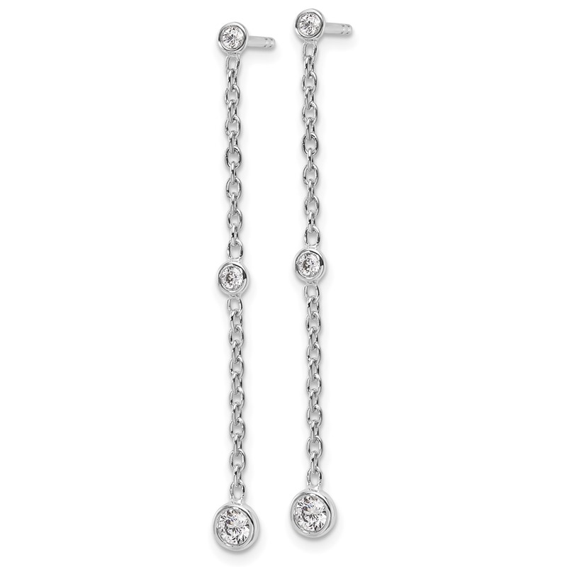 True Origin 14K White Gold 1/3 carat Lab Grown Diamond VS DEF Graduated Dangle Post Earring