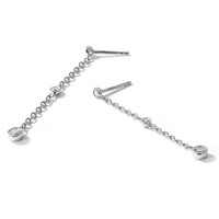 True Origin 14K White Gold 0.33 Carat Lab Grown Diamond VS+ F+ Complete Graduated Dangle Post Earrings view 5