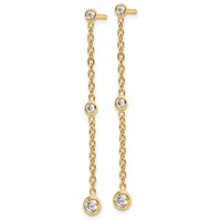 True Origin 14K Yellow Gold 0.33 Carat Lab Grown Diamond VS+ F+ Complete Graduated Dangle Post Earrings view 2