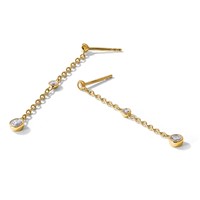 True Origin 14K Yellow Gold 0.33 Carat Lab Grown Diamond VS+ F+ Complete Graduated Dangle Post Earrings view 5