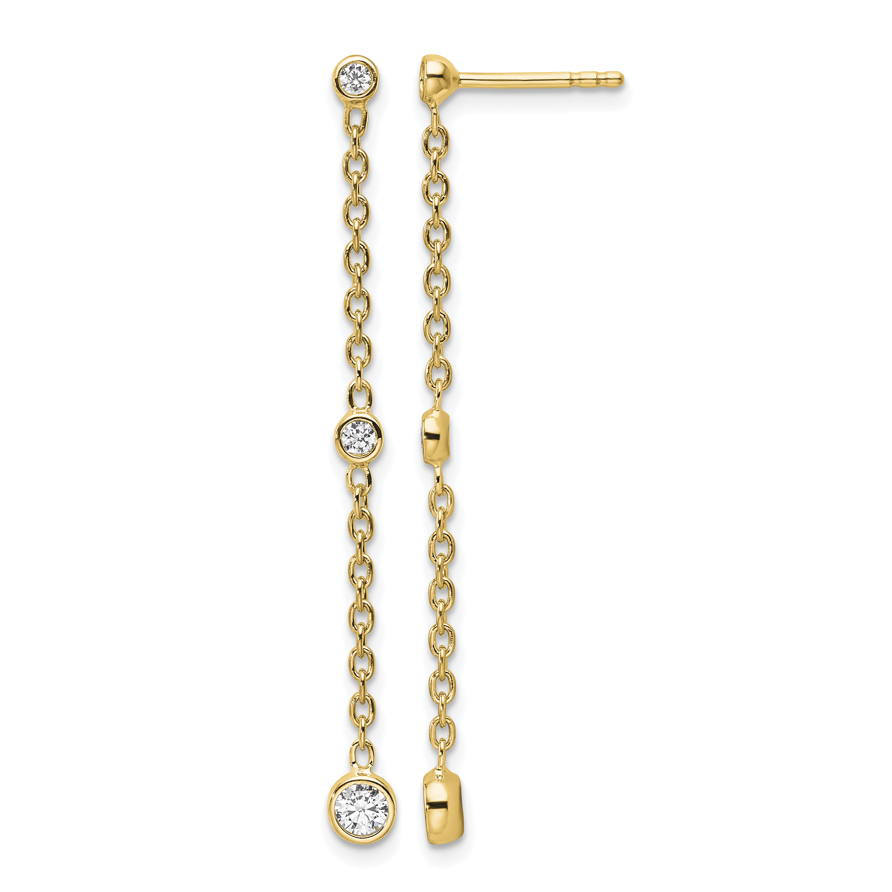 True Origin 14K 1/3 carat Lab Grown Diamond VS DEF Graduated Dangle Post Earring (EM9795-034-YLD)