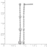 True Origin 14K White Gold 0.50 Carat Lab Grown Diamond VS+ F+ Complete Graduated Dangle Post Earrings view 4