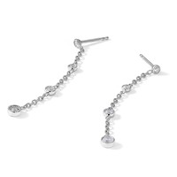 True Origin 14K White Gold 0.50 Carat Lab Grown Diamond VS+ F+ Complete Graduated Dangle Post Earrings view 5