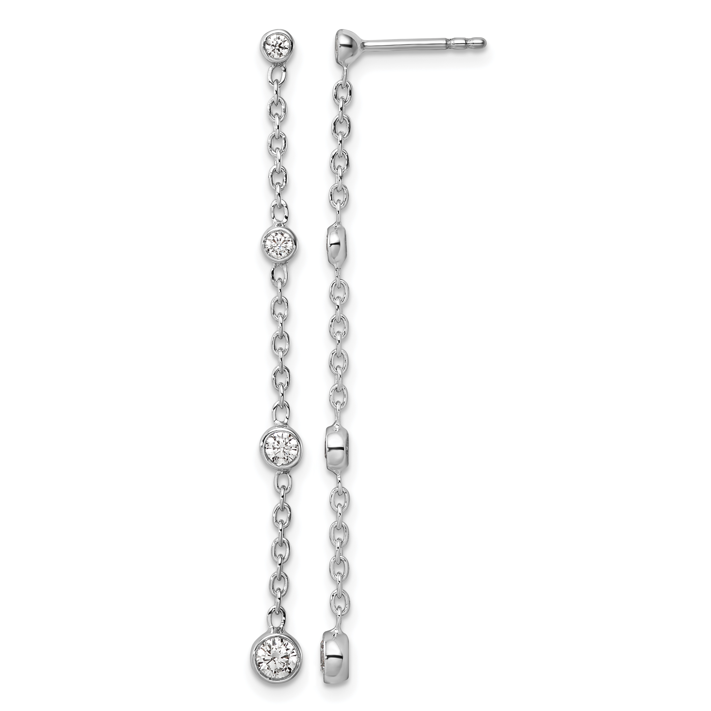 True Origin 14K White Gold 1/2 carat Lab Grown Diamond VS DEF Graduated Dangle Post Earring (EM9796-047-WLD)