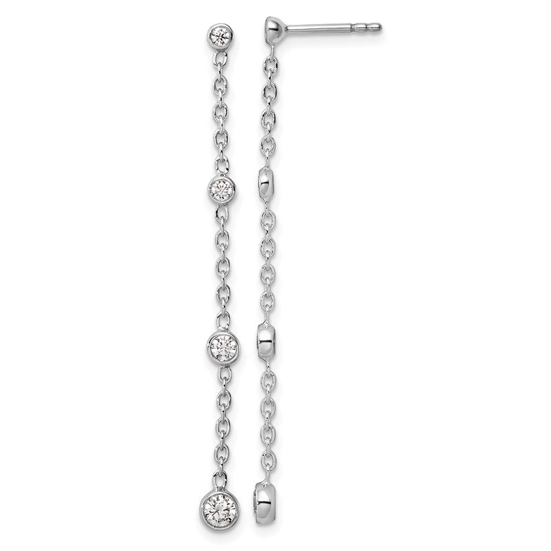 True Origin 14K White Gold 1/2 carat Lab Grown Diamond VS DEF Graduated Dangle Post Earring