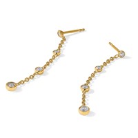 True Origin 14K Yellow Gold 0.50 Carat Lab Grown Diamond VS+ F+ Complete Graduated Dangle Post Earrings view 5
