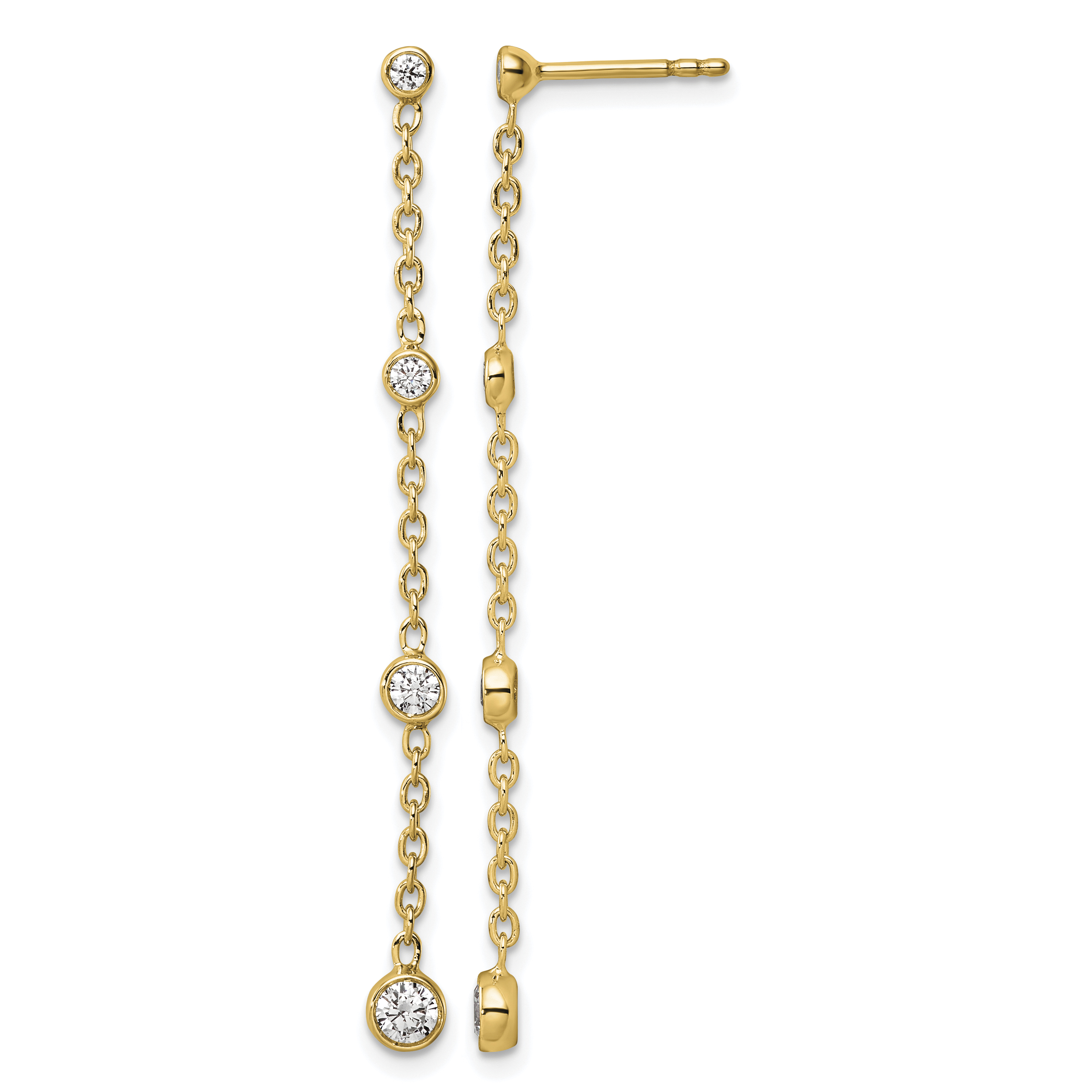 True Origin 14K 1/2 carat Lab Grown Diamond VS DEF Graduated Dangle Post Earring (EM9796-047-YLD)