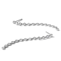 True Origin 14K White Gold 0.62 Carat Lab Grown Diamond VS+ F+ Complete Graduated Dangle Post Earrings view 5