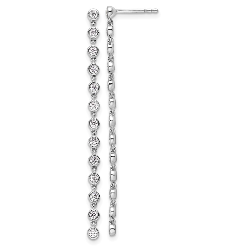 True Origin 14K White Gold 5/8 carat Lab Grown Diamond VS DEF Graduated Dangle Post Earring