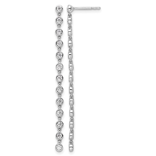 True Origin 14K White Gold 0.62 Carat Lab Grown Diamond VS+ F+ Complete Graduated Dangle Post Earrings