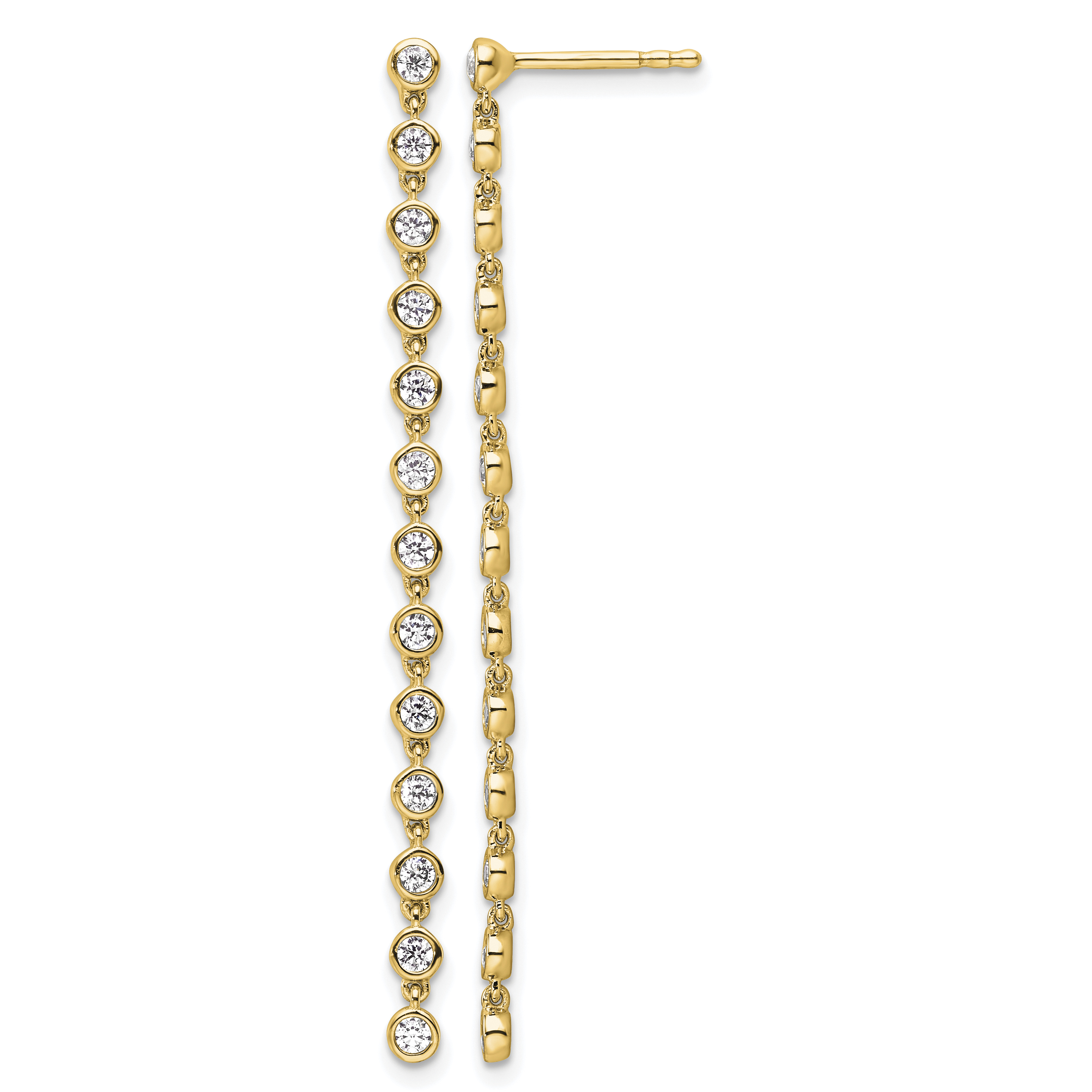 True Origin 14K 5/8 carat Lab Grown Diamond VS DEF Graduated Dangle Post Earring (EM9797-065-YLD)